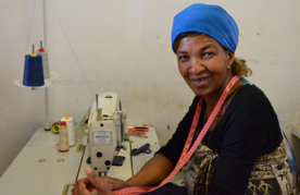 A home-based tailor in South Africa