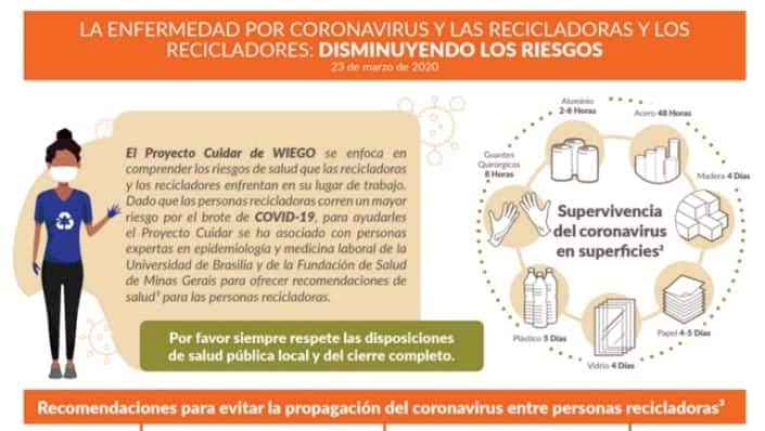 La enfermedad por coronavirus y las recicladoras y los recicladores: Disminuyendo los riesgos