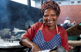 Ntombikayise Gagayi, bovine head cook at Warwick Junction, Durban