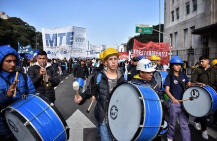 Members of MTE hold a demonstration in Buenos Aires, Argentina