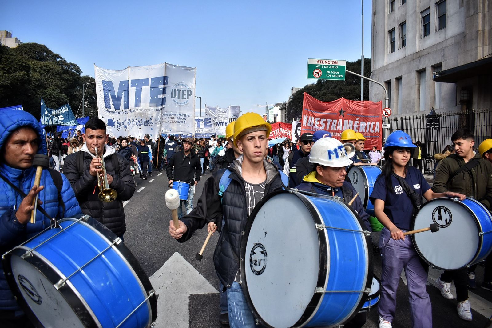 Members of MTE hold a demonstration in Buenos Aires, Argentina